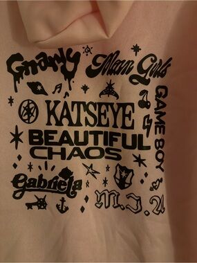 Amazon Kids Pink Hoodie with Black 'Beautiful Chaos' Graphic
